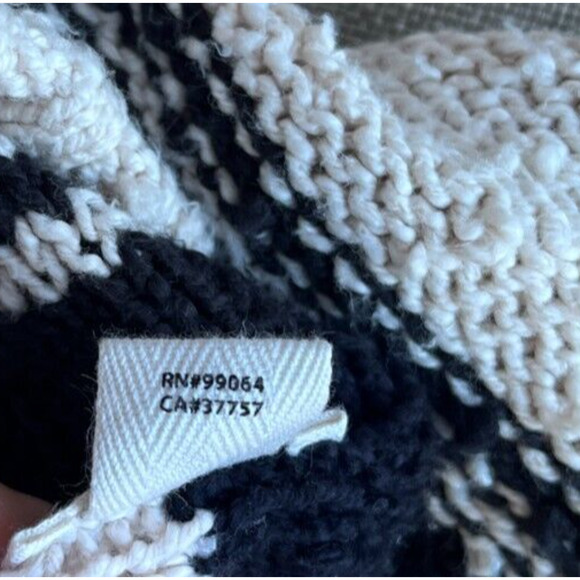 Billabong Sweater Women's LG Cream Black Crew Neck Chunky Pullover Striped Top - Picture 7 of 9